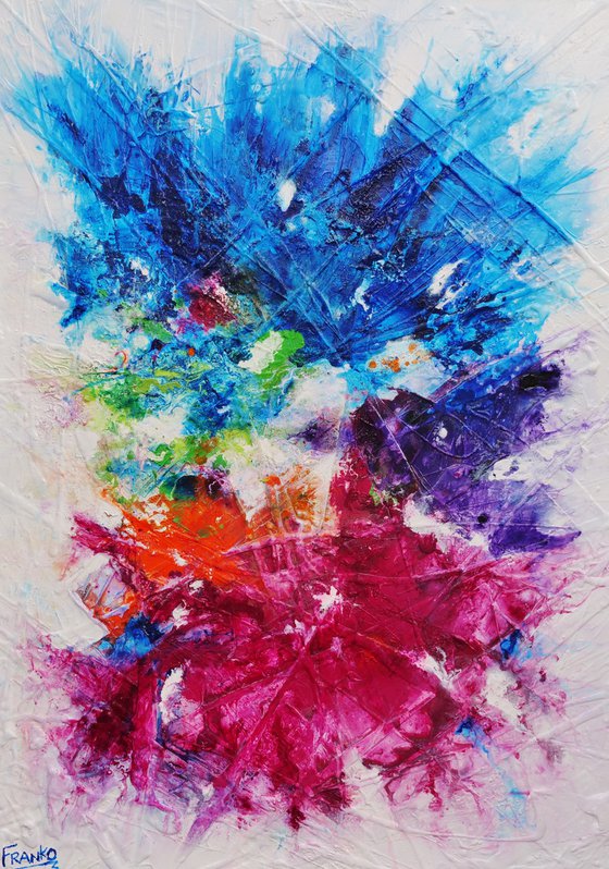 Colour Bomb 140cm x 100cm Colourful Abstract Art