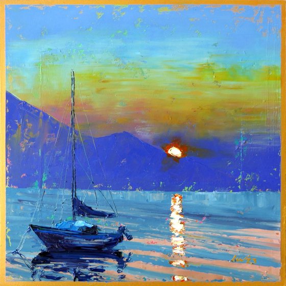 SUNSET OVER GARDA LAKE
