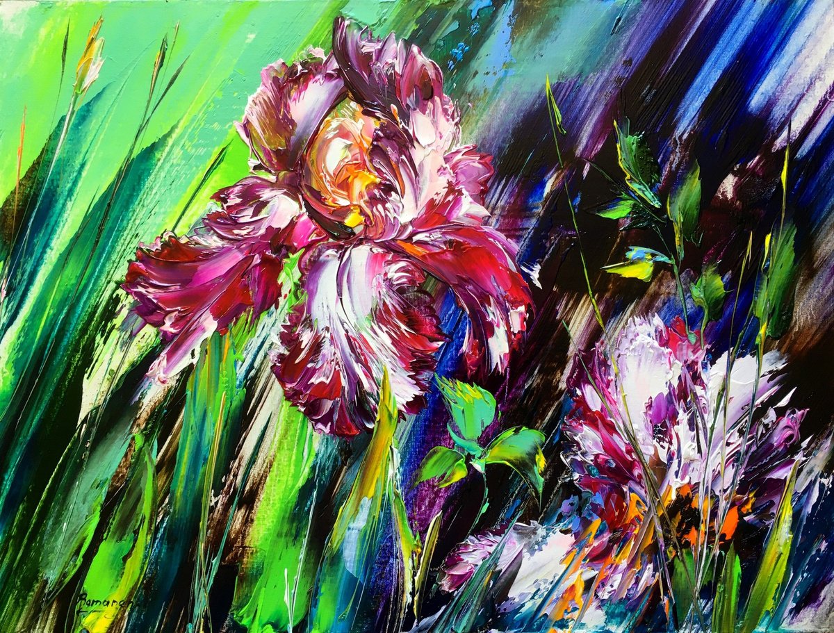 Iris Flower By Olena Romanenko, 16 X 12, Artwork For Sale On Artfinder