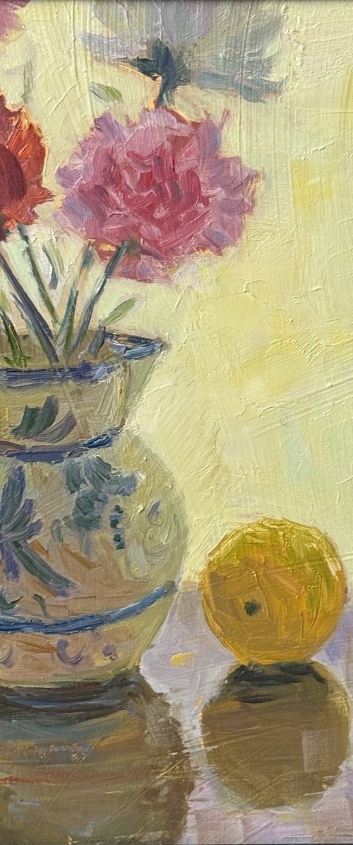 Backlit flowers and lemons by Nithya Swaminathan