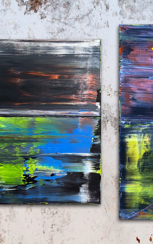 "Why Don't You Make Us" - Save As A Series - Original PMS Abstract Acrylic Painting Diptych on Hand-Stretched Canvas - 48" x 36" by Preston M. Smith (PMS)