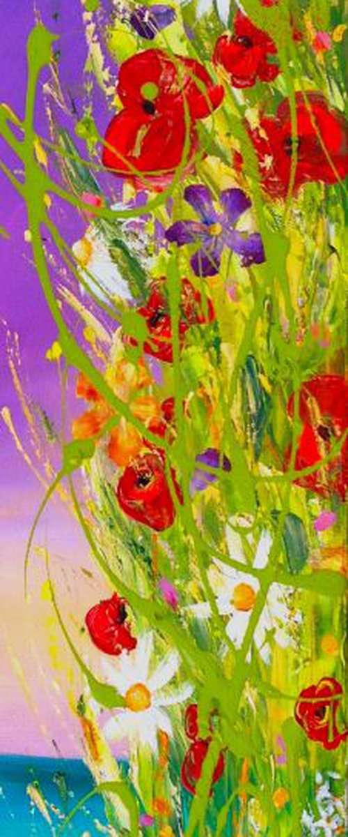 Blooming and Sparkling Beanstalk into the Purple Sky by Emma Sian Pritchard