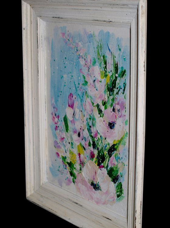 In The Cottage Garden 3 - Framed Floral Painting by Kathy Morton Stanion