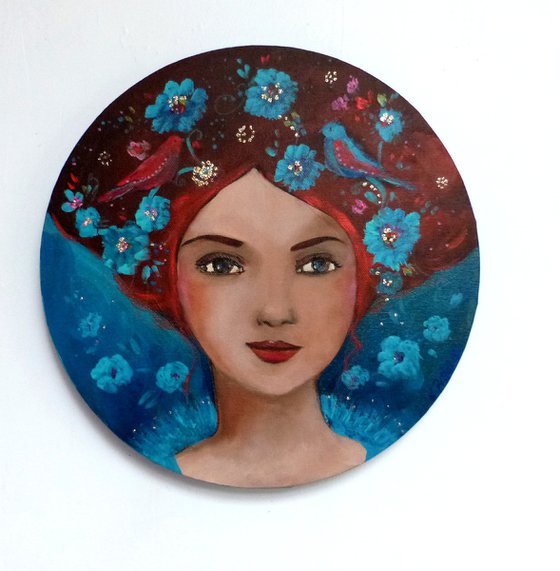 Mimi piaf 30 cm round canvas.