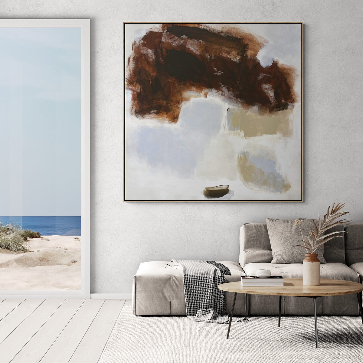 Abstract Landscape Acrylic Painting By Cheryl Harrison, 55 X 55, While Away, Original Artwork