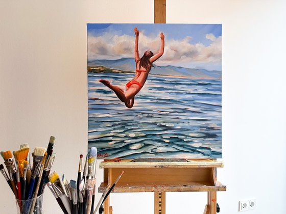 Jumping in Ocean