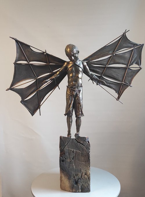 "Dreamer" Unique sculpture 85x75x20cm. by Elena Kraft