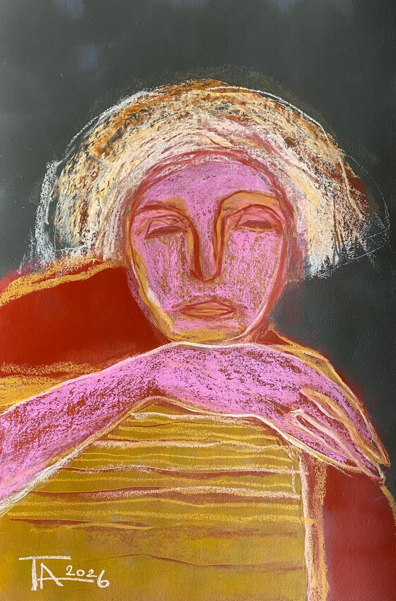 Expressive Pastel Drawing , Observer. By Tatjana Auschew, 13 X 20, Artwork For Sale On Artfinder