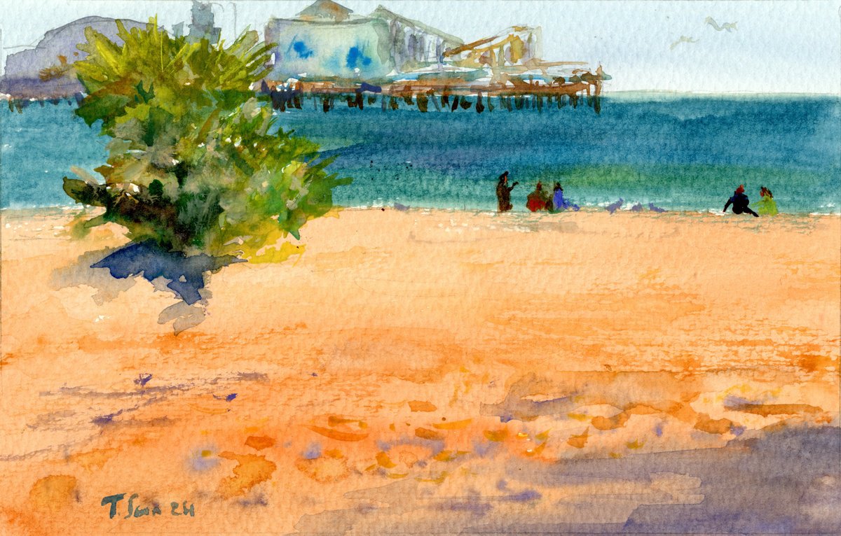 Impressionistic Watercolour , View On The Brighton Pier By Tanya Sun, 12 X 8, Artwork For Sale On Artfinder