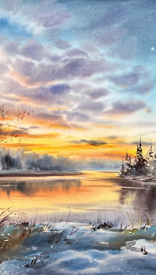 Sunset on the Ice by Eugenia Gorbacheva