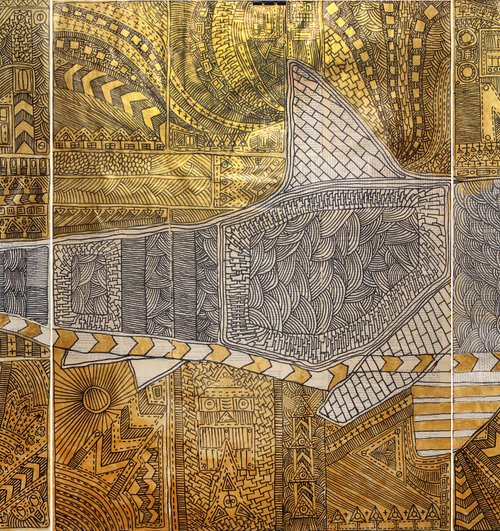 Shark.  GOLD (triptych) by Marat Cherny