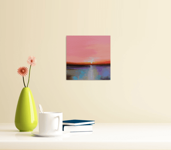 Pink sky  ! Small Landscape Painting!!  Ready to hang