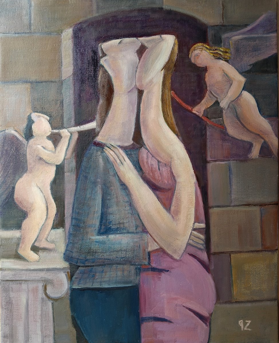 Expressive Portrait Oil Painting By Gegham Hunanyan, 16 X 20, The Call Of Love, Original Artwork