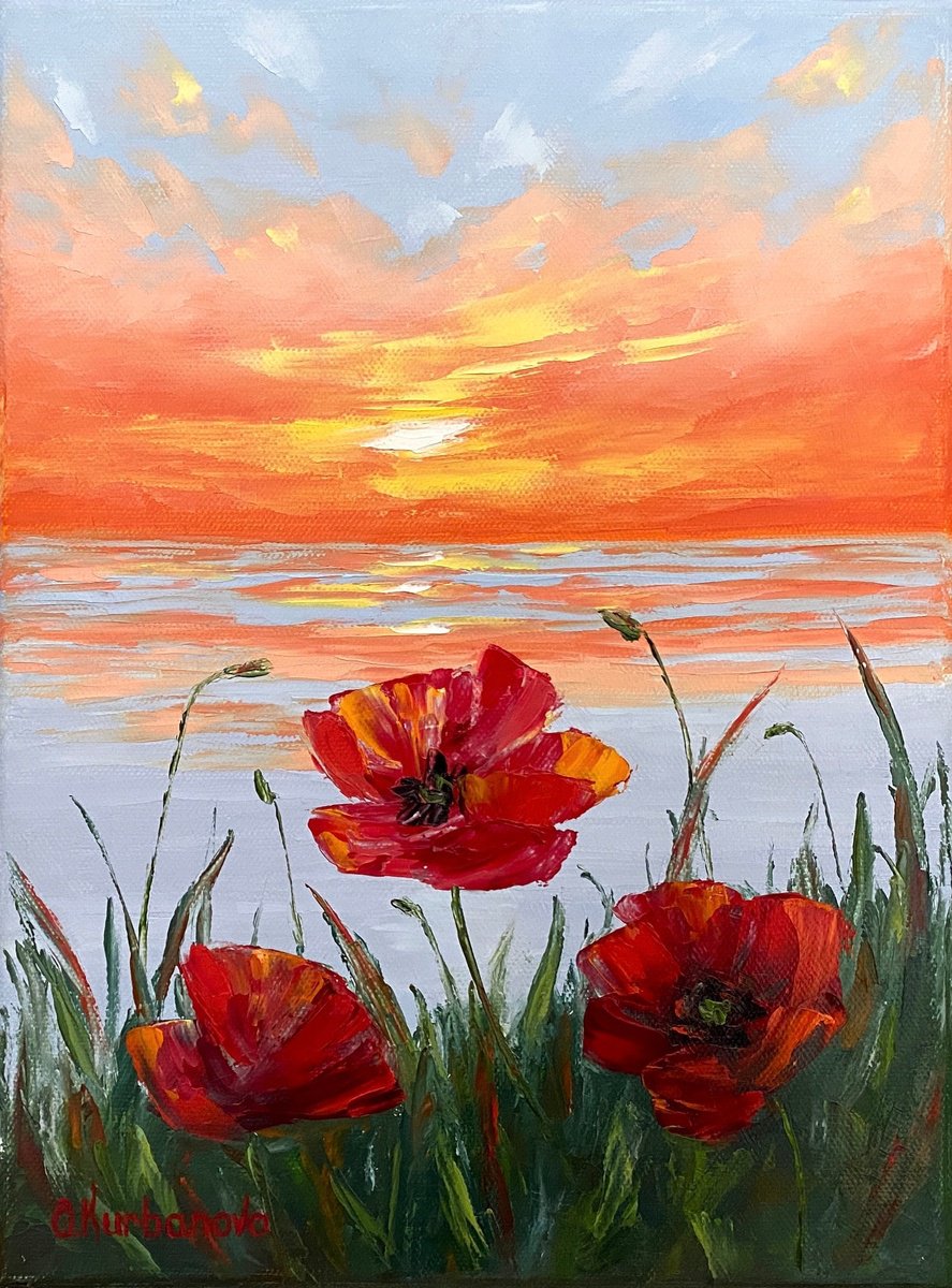 Poppy Charm By Olga Kurbanova, 9 X 12, Artwork For Sale On Artfinder