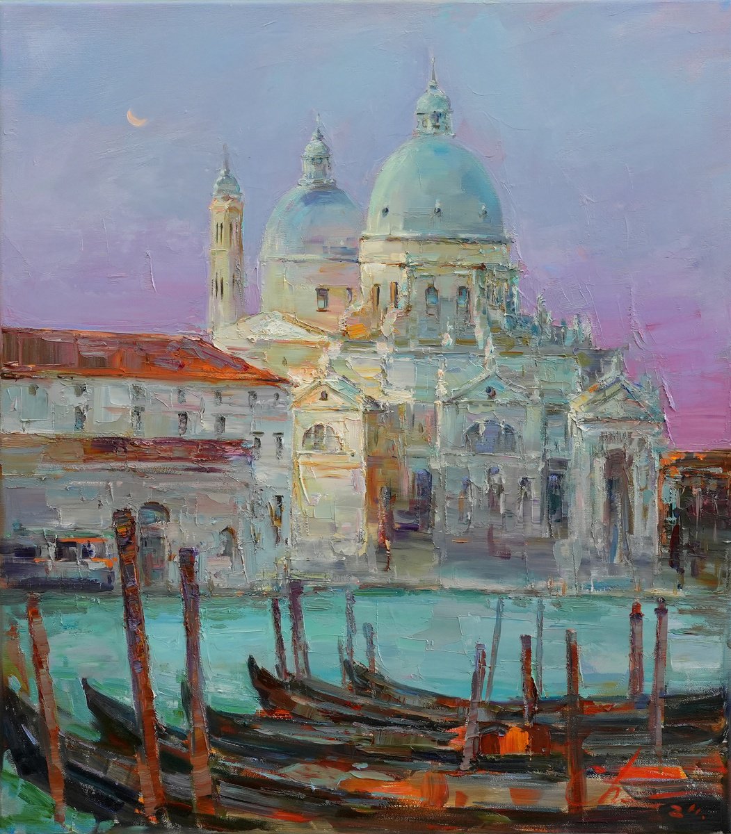 Impressionistic Cityscapes Oil Painting By Serhii Cherniakovskyi, 28 X 31", Santa Maria Della Salute, Original Artwork
