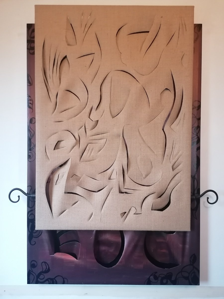 Surrealistic Abstract Acrylic Painting By Stefano Mazzolini, 35 X 50", Ttbbg, Original Artwork