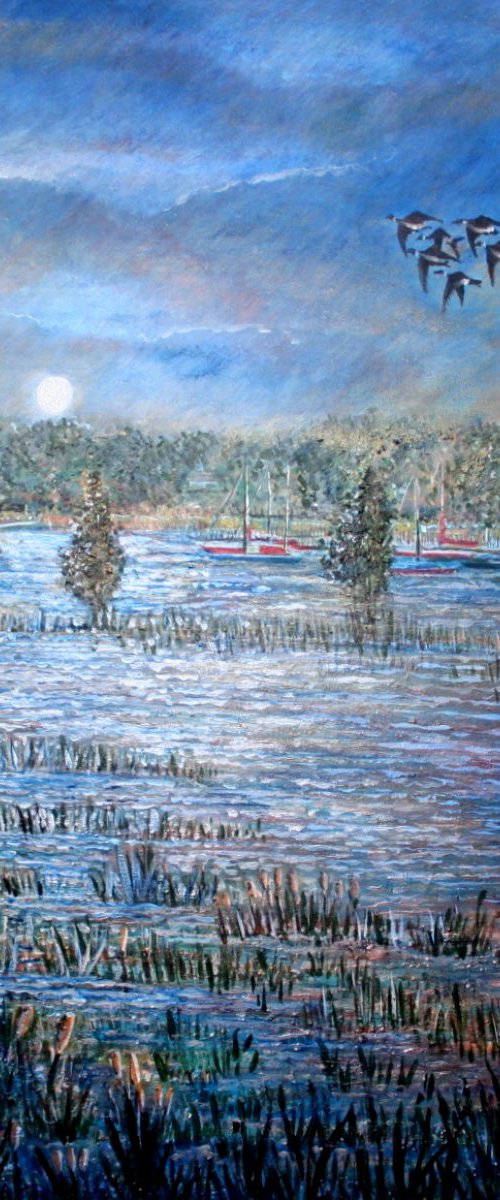 Hamble Moonrise by Paul J Best