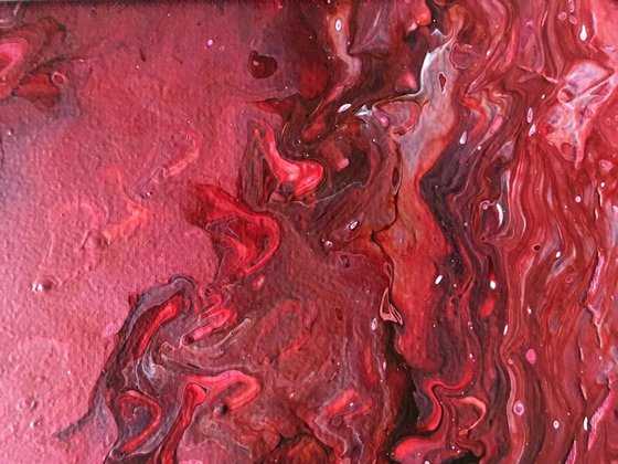 "Big Red" - FREE USA SHIPPING - Original Abstract PMS Fluid Acrylic Painting - 16 x 20 inches