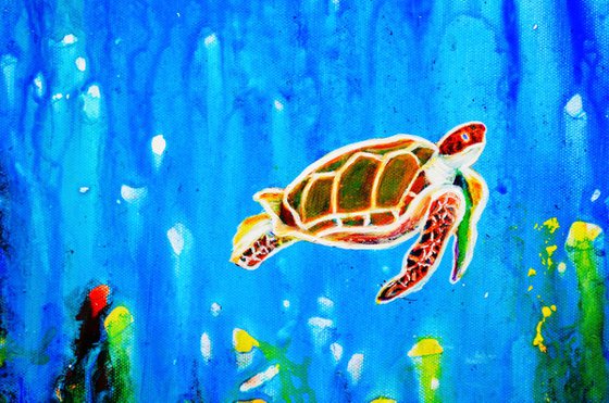 Underwater Magic 5-Happy Turtle excellent gift for fun decor