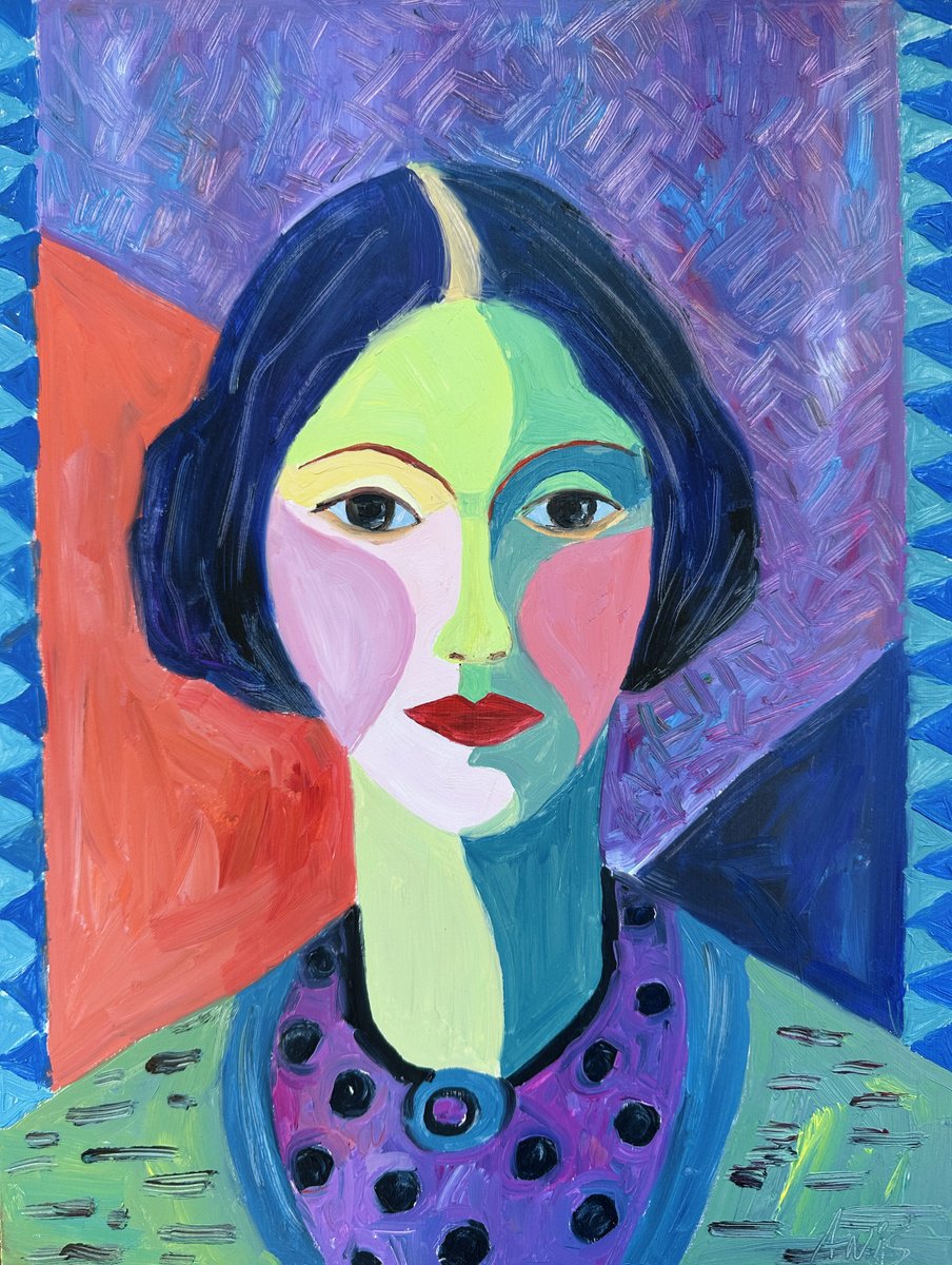 Impressionistic Portrait Oil Painting By Irina Anis, 12 X 16, Colorful Portrait, Original Artwork