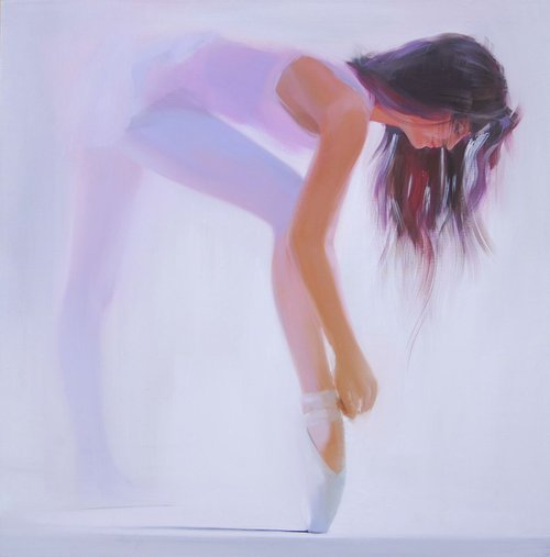 Ballerina painting "White", 100x100cm by Yuri Pysar