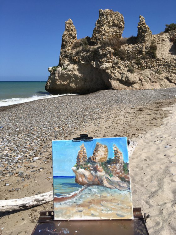 Beach rocks and ruins