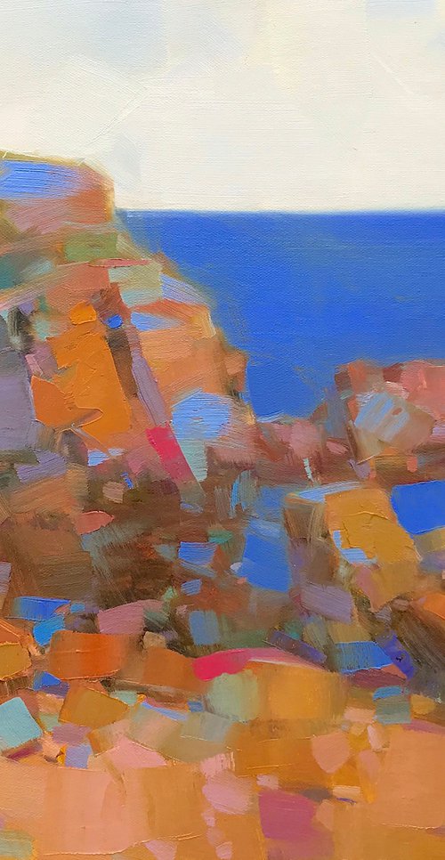 Vibrant Cliffs, Original oil painting, Handmade artwork, One of a kind by Vahe Yeremyan