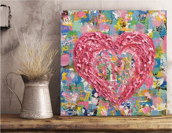 Pink Heart - Original Acrylic Painting