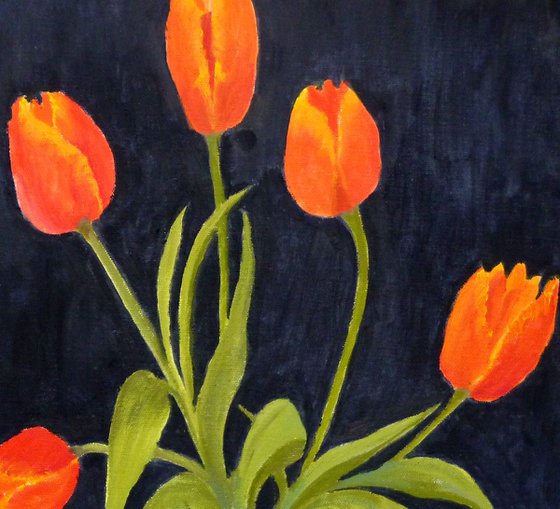 Tulips in a White Vase