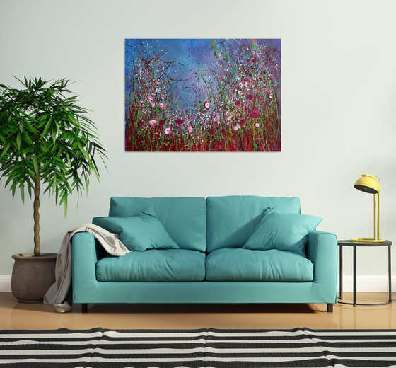 "Fresh New Day" - Extra Large original abstract floral painting