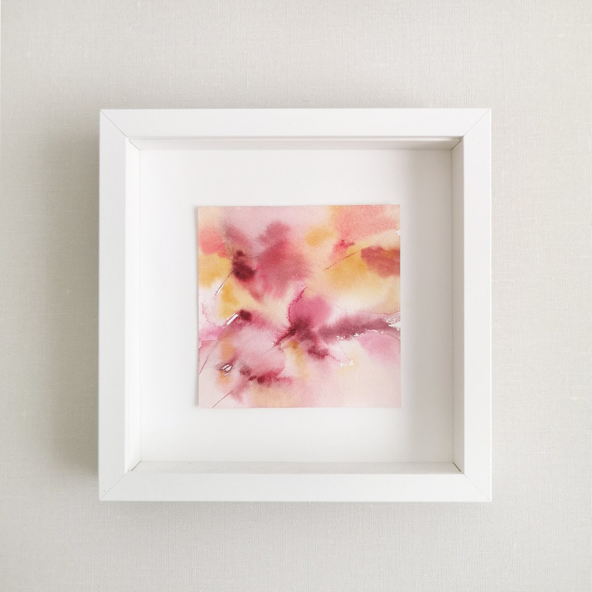 Flowers. Small watercolor with pink loose florals by Olya Grigo