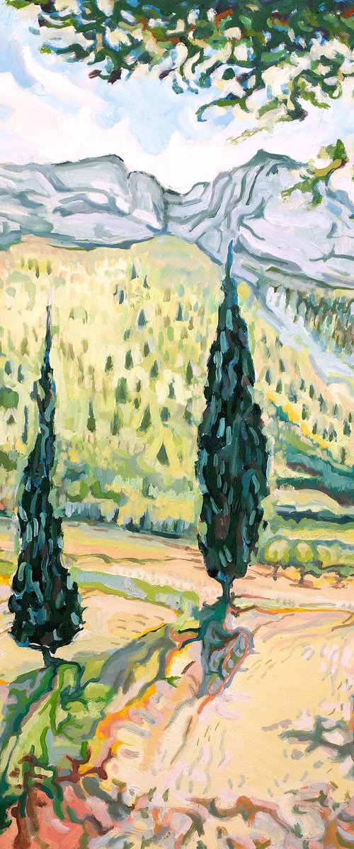 Cypress trees by Guy  Pickford