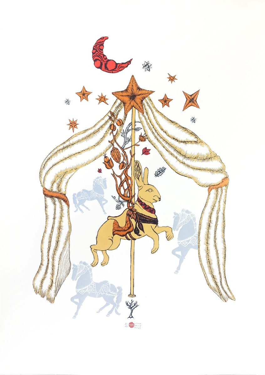 Illustrative Screenprint , A Series Of Carousel Stories; Hope By Mine Okur, 28 X 39, Artwork For Sale On Artfinder