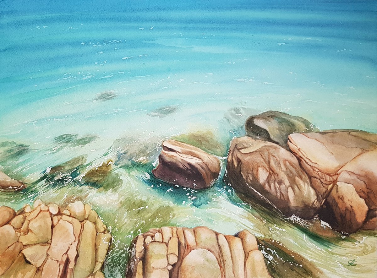 Seascape with stones on the beach by Svetlana Lileeva