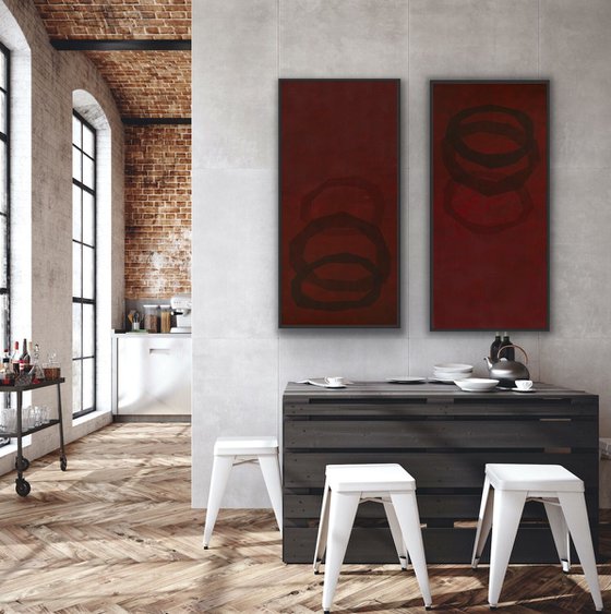 Ways Red - Diptych Painting