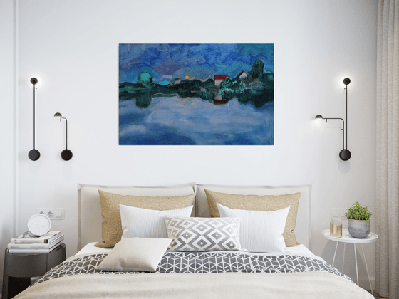 Twilight time.Moon rising