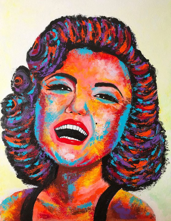 Marilyn !! Portrait !! Pop colors !! Knife Painting