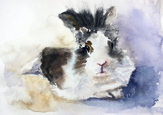 Bunny I - Animal portrait /  ORIGINAL PAINTING