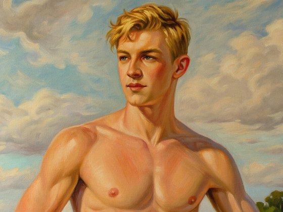 SUMMER REVERIE (NUDE MAN ON THE BEACH)