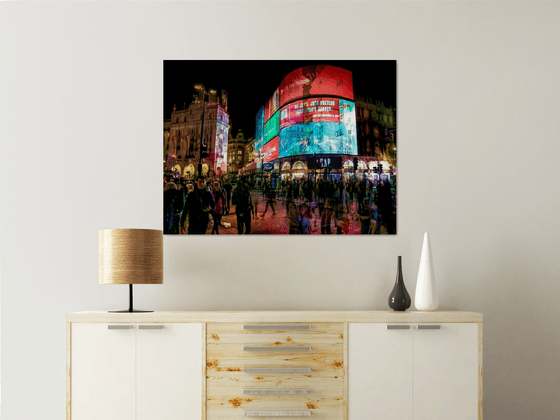 Busy London - Piccadilly Circus, Abstract Street Photograph. Limited Edition Canvas #1/10