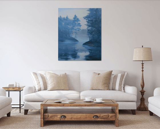 Blue fog on the lake