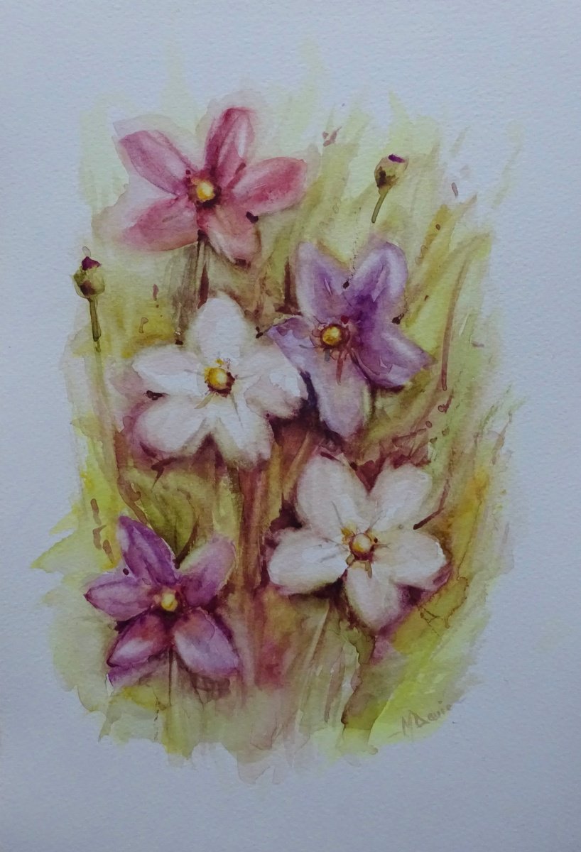 Impressionistic Botanical Watercolour By Mel Davies Original Art, 11 X 15", Bellissima, Original Artwork