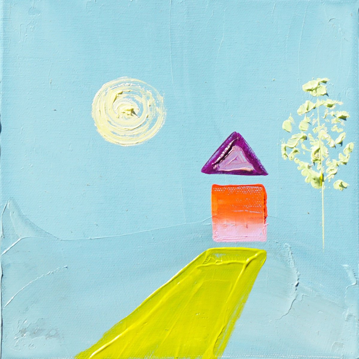 Abstract Oil Painting By Jelena B, 8 X 8, Summer House 2, Original Artwork