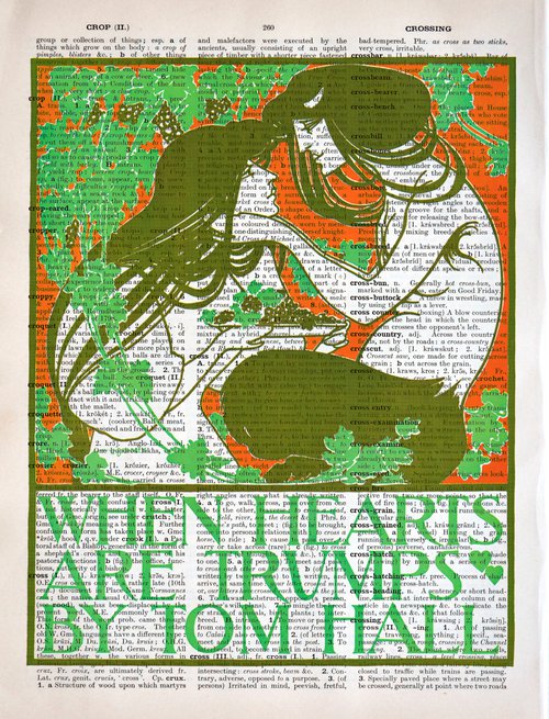 When Hearts Are Trumps - Collage Art Print on Large Real English Dictionary Vintage Book Page by Jakub DK - JAKUB D KRZEWNIAK