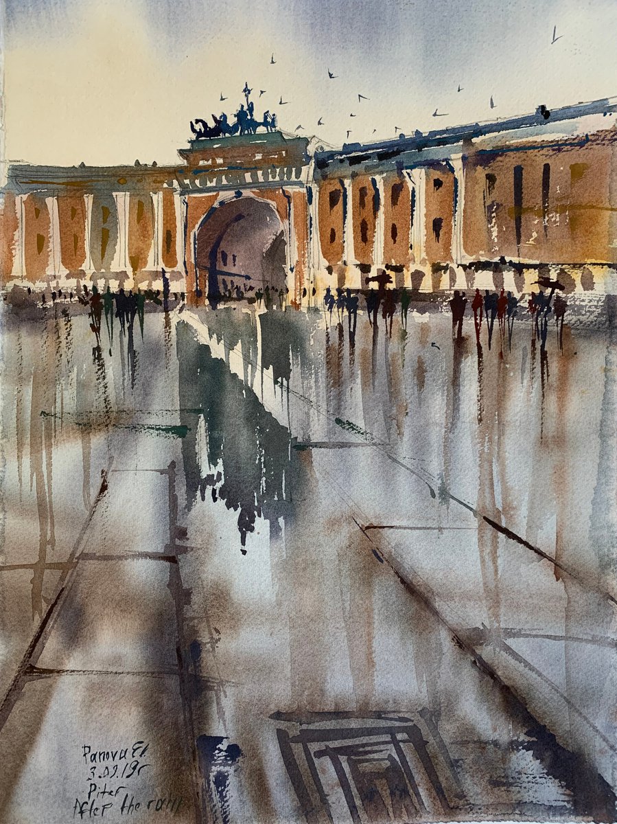 Rain on the Palace square. St. Petersburg. by Evgenia Panova