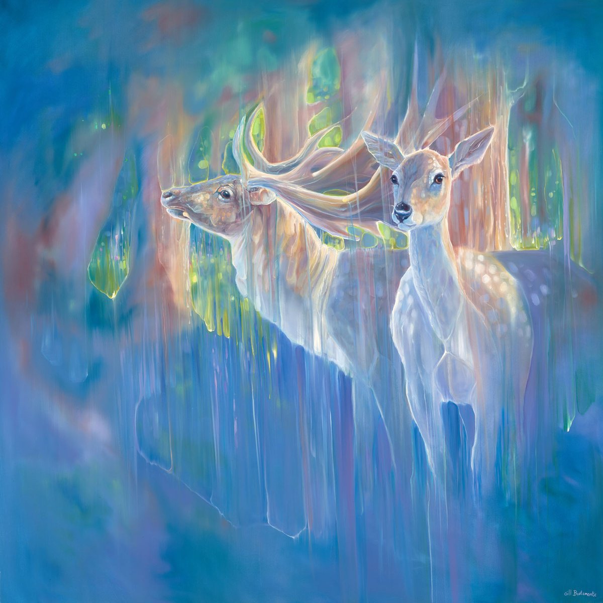 Expressive Animal Oil Painting By Gill Bustamante, 48 X 48, Divine Monarch, Original Artwork