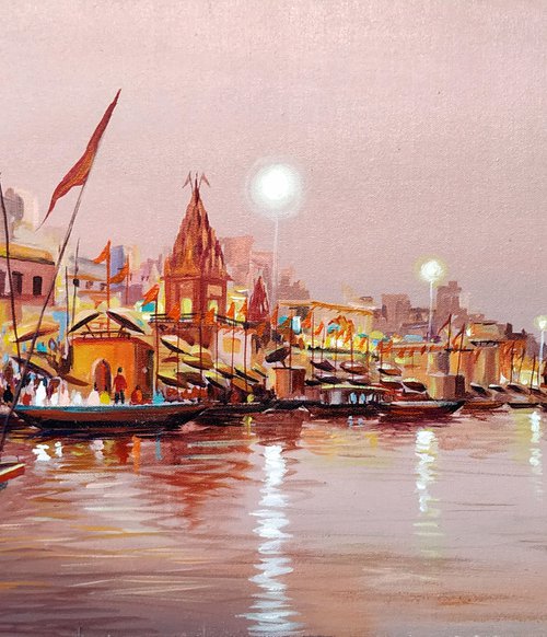 At Dawn Varanasi Ghats by Samiran Sarkar