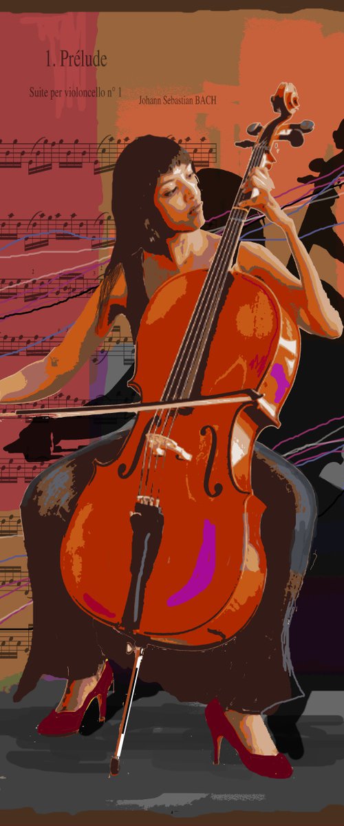BACH CELLO SUITE #1   33"X51" by Joe McHarg
