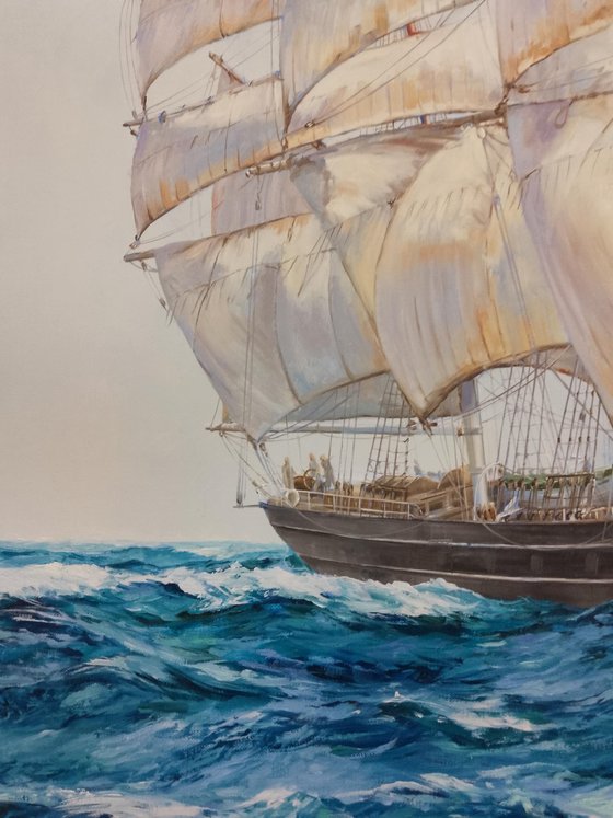 THE CUTTY SARK AT SEA IN FINE WEATHER