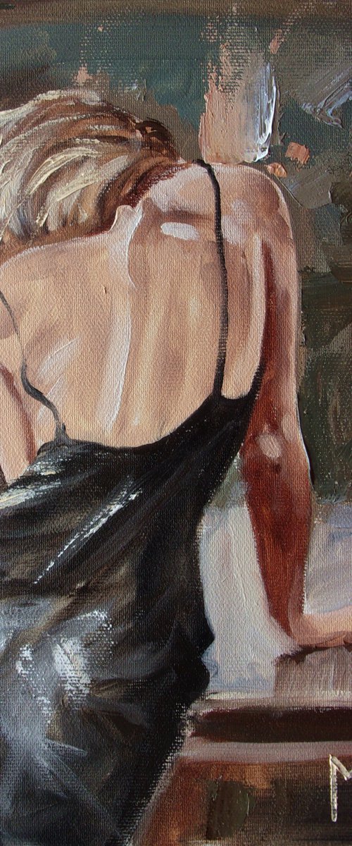 " DO YOU REMEMBER ... " original painting wind romantic palette knife GIFT by Monika Luniak